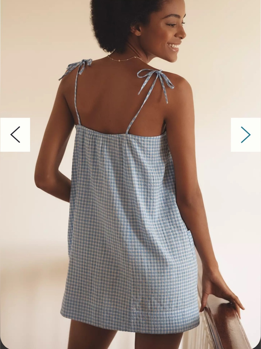 Anthropologie Blue Gingham Mini Nap Dress XL - Picture 2 of 9